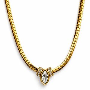 Gold Plated Stainless Steel Crystal Pendant Necklace